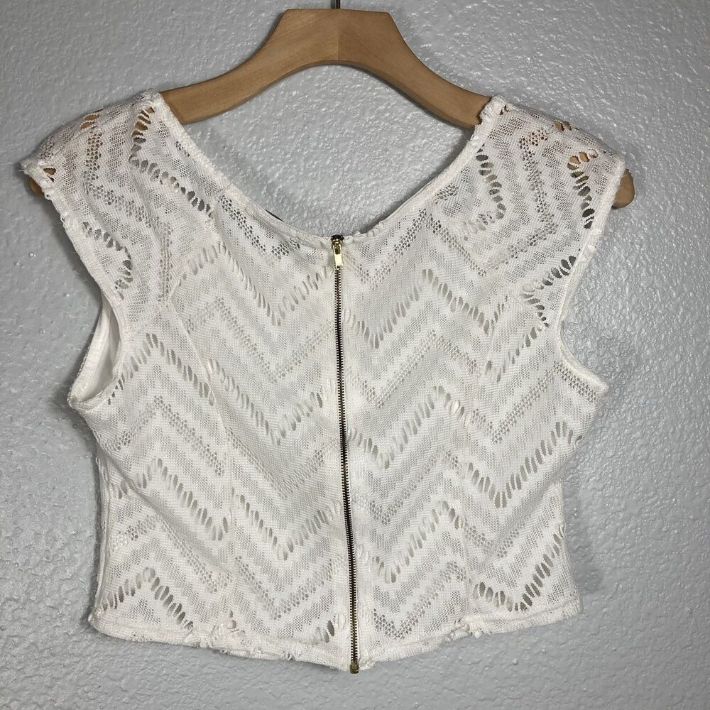Vtg Y2K Lace Crop Top Sz M Charlotte Russe Halter White Coquette Romantic Fairy - Picture 4 of 9